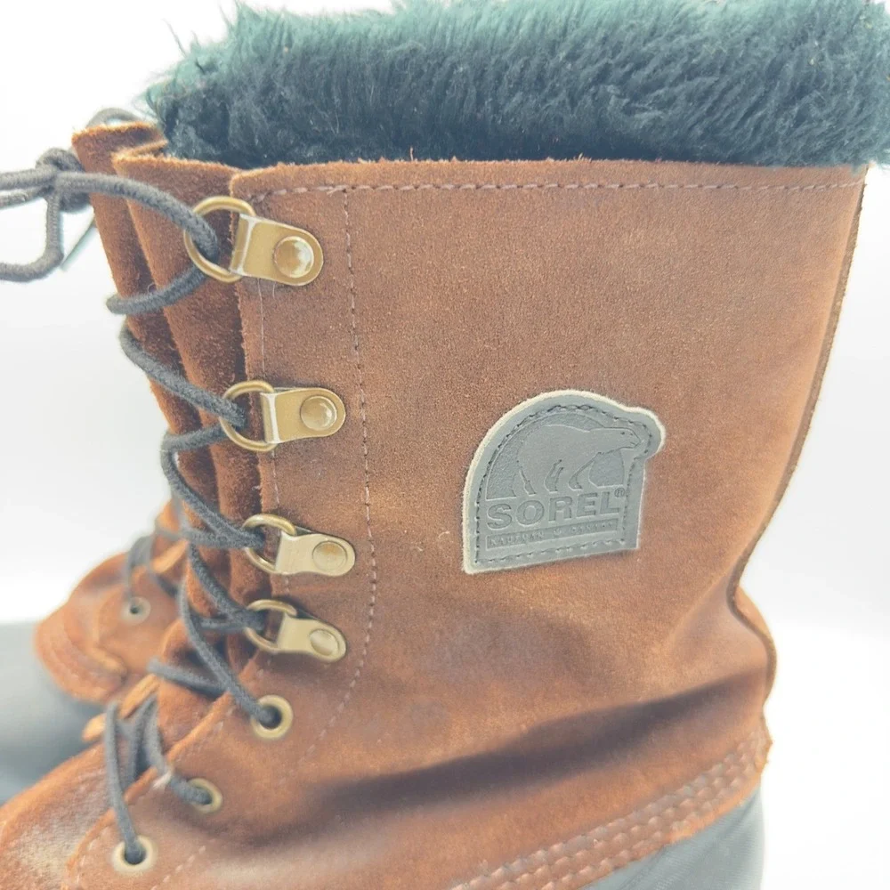 Sorel Kaufman‎ Canada Vintage Winter Snow Boots Brown Suede Rubber Duck Mens 10